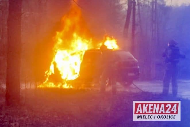 Samochód stanął w płomieniach o poranku! [FOTO]