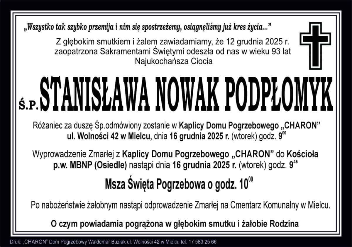 Śp. Stanisława Nowak Podpłomyk