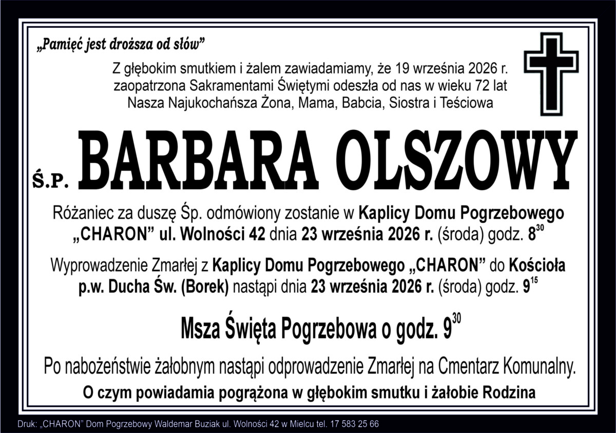 Śp. Barbara Olszowy